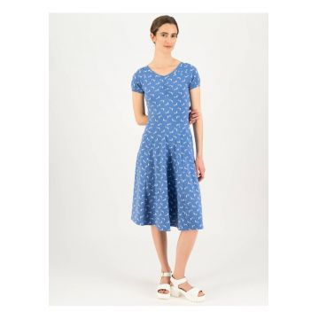 Rochie midi cu imprimeu cu pasari -