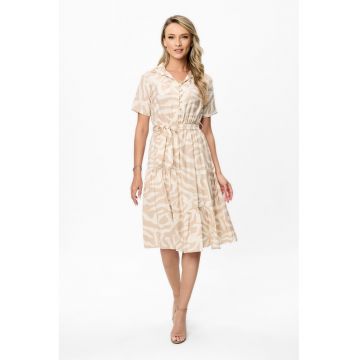 Rochie midi cu model Ellia - Bej