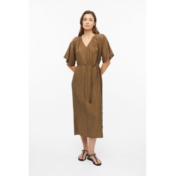 Rochie midi dreapta cu cordon subtire - Verde masliniu