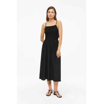 Rochie midi evazata cu decolteu patrat - Negru