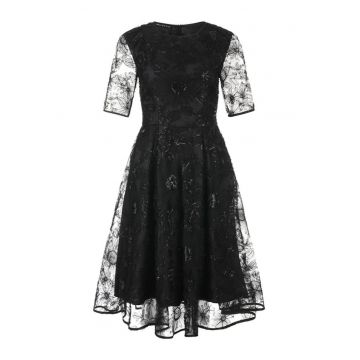 Rochie midi evazata cu paiete