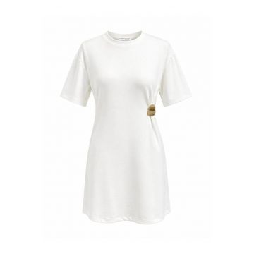 Rochie Mini -  Casual - Alb - 65% modal - 35% poliester