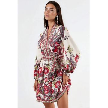 Rochie mini -  casual - rosu - poliester-lycra