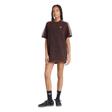 Rochie mini crosetata cu logo brodat - Maro inchis