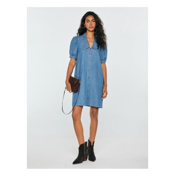Rochie mini din chambray cu maneci bufante Jennie 270