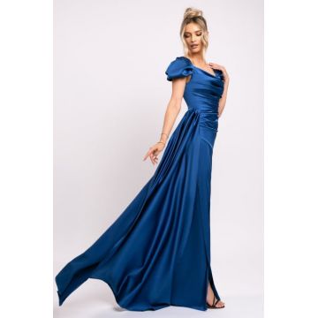 Rochie Nisa albastra de ocazie cu umeri bufanti