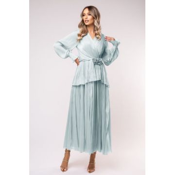 Rochie Polena verde menta marime mare cu flori 3D