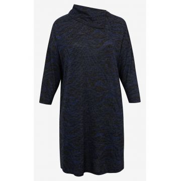 Rochie-pulover cu maneci lungi si model abstract -