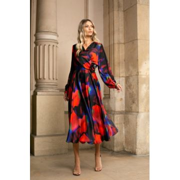 Rochie Runa rosie de ocazie din satin