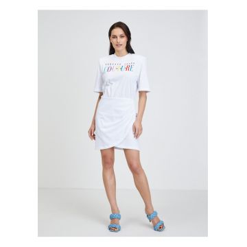 Rochie scurta cu aspect 2 in 1 si logo -