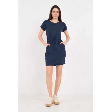 Rochie scurta cu buzunare laterale - Bleumarin