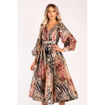 Rochie Soleni de ocazie cu mansete accesorizate
