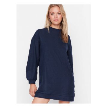 Rochie sport din amestec de bumbac cu decolteu la baza gatului -
