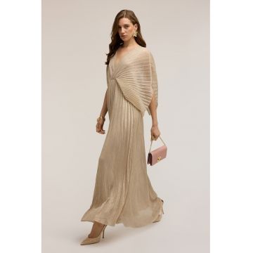 Rochie stralucitoare cu pliseuri - Bej