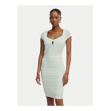 Rochie tricotata -  verde - fara maneca - poliester-viscoza - Verde