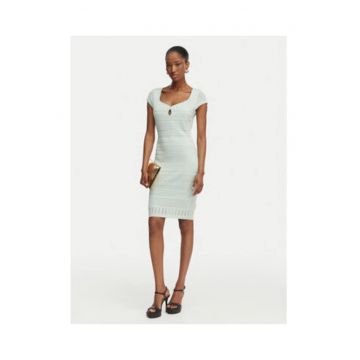 Rochie tricotata -  verde - fara maneca - poliester-viscoza - Verde