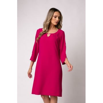 Rochie Triniti fucsia accesorizata pe maneca
