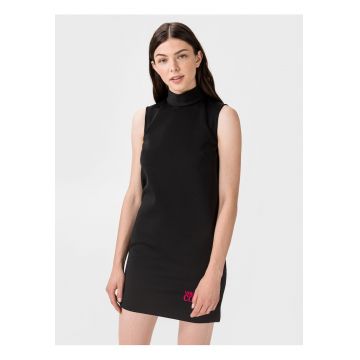 Rochie uni cu guler inalt - fara maneci