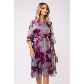 Rochie Veda fucsia din voal cu insertii aurii