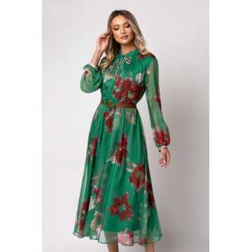 Rochie verde cu imprimeu floral