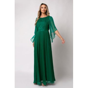 Rochie Viada lunga verde din matase naturala