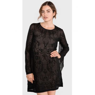 Rochii din tricot cu model brodat si aspect transparent -