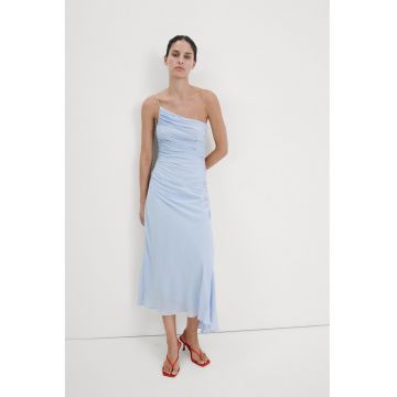 Rochie asimetrica cu fronseu - Albastru lavanda