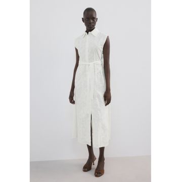 Rochie-camasa cu broderie - Alb