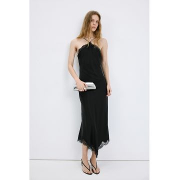 Rochie-camasa de noapte din satin - Negru