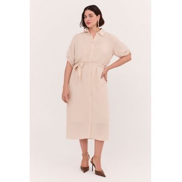 Rochie-camasa midi - Bej sampanie
