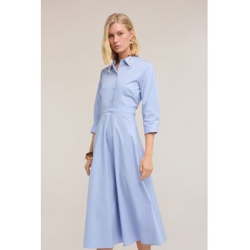 Rochie-camasa midi cu decupaje - Albastru pastel