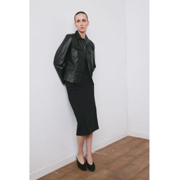 Rochie cambrata cu decolteu in V - Negru