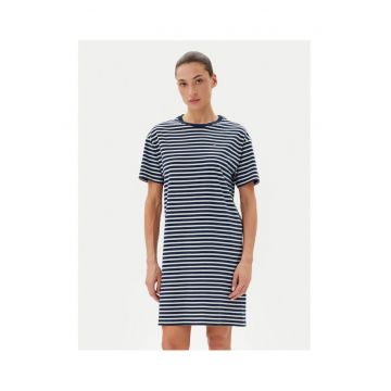 Rochie casual dama  bleumarin - dungi albe
