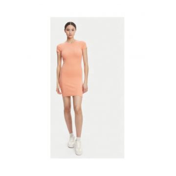 Rochie casual Dama -  coral - 93% bumbac - 7% elastan -