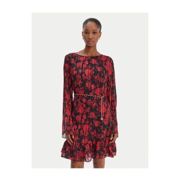 Rochie casual  floral - Negru