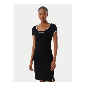 Rochie casual -  neagra - viscoza|nylon -