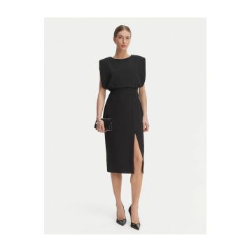 Rochie cocktail  poliester - fermoar - Negru