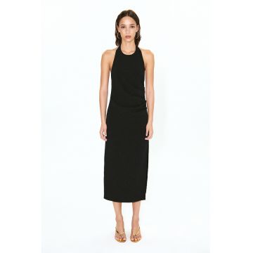 Rochie cu decolteu halter si croiala dreapta - Negru