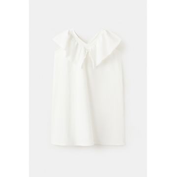 Rochie cu guler funda - Alb