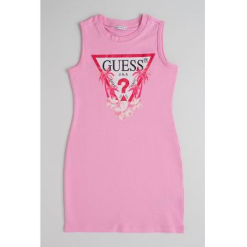 Rochie cu imprimeu logo - fara maneci - Alb/Roz
