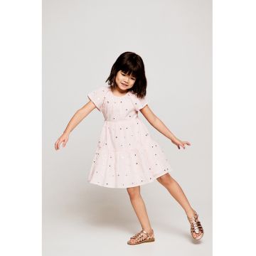 Rochie de bumbac evazata - Roz