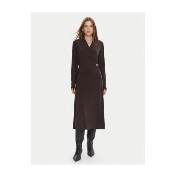 Rochie de cocktail -  fermoar - maro - poliester -