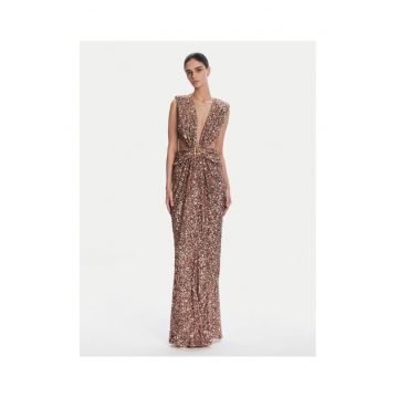 Rochie de seara de dama  maro - auriu