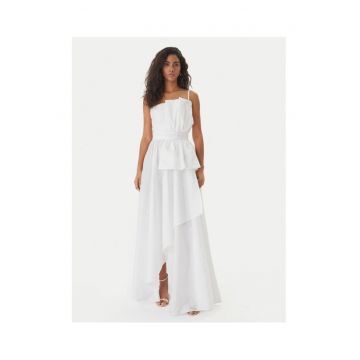 Rochie de seara -  fermoar - alb - nailon