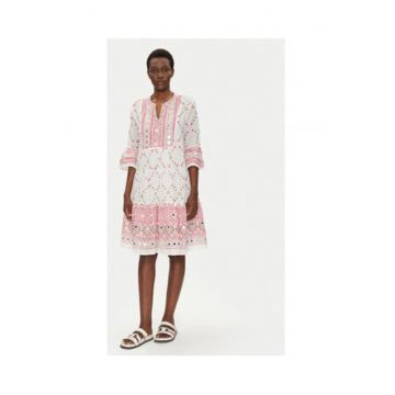 Rochie de vara -  Alb - Roz - 100% bumbac -