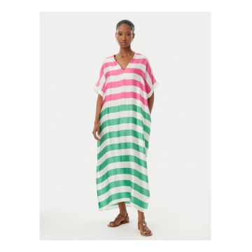 Rochie de vara -  roz-verde - casual - dungi - modal -