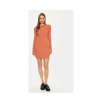 Rochie de zi Dama -  portocalie - bumbac-elastan -