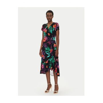 Rochie de zi -  flori colorate - negru
