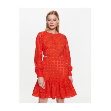 Rochie de zi -  portocalie - bumbac - fermoar -