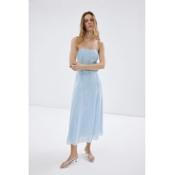Rochie din amestec de lyocell cu pliuri - Albastru deschis